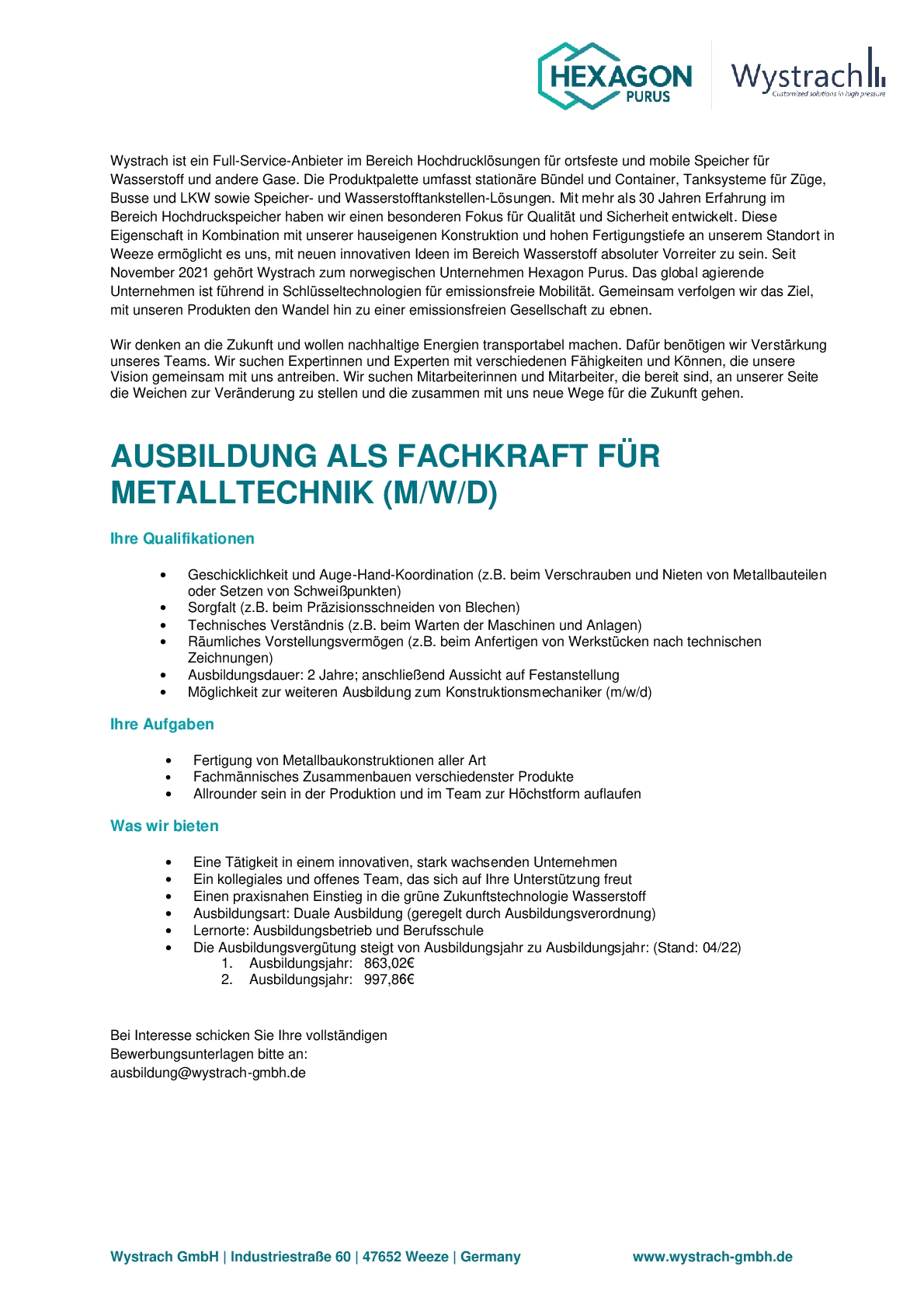 Fachkraft für Metalltechnik (m/w/d)
